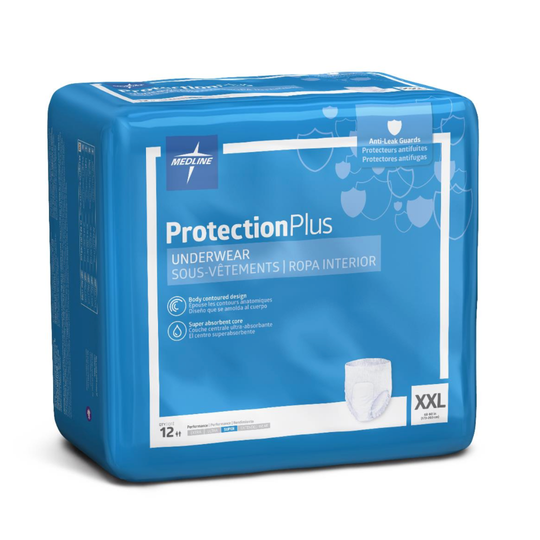 The blue XXL FitRight Unisex Super Adult Incontinence Underwear boasts a body-contoured design and super absorbent core, offering maximum comfort and security.